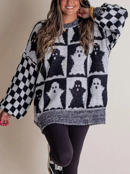 Glamaura™- Halloween Checkered Sweater