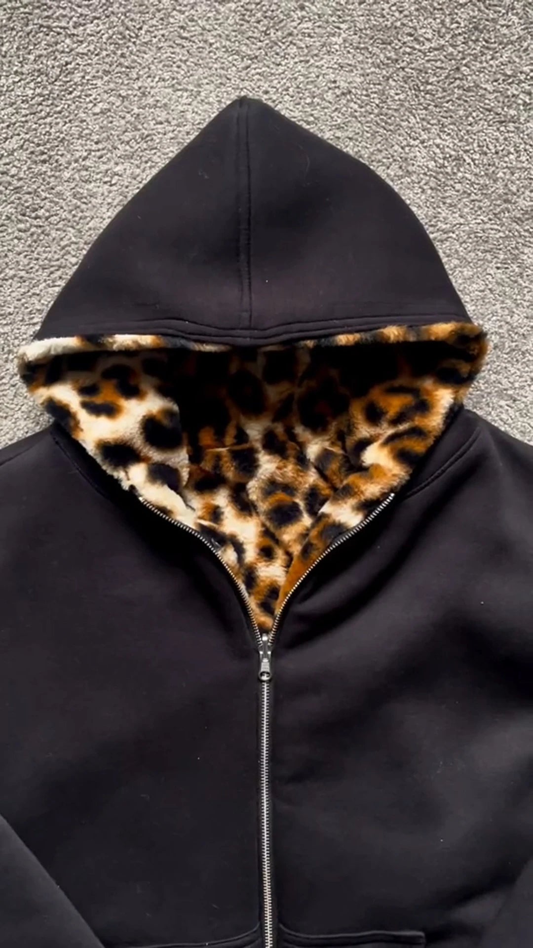 Reversible Leopard Print Zip Sweatshirt