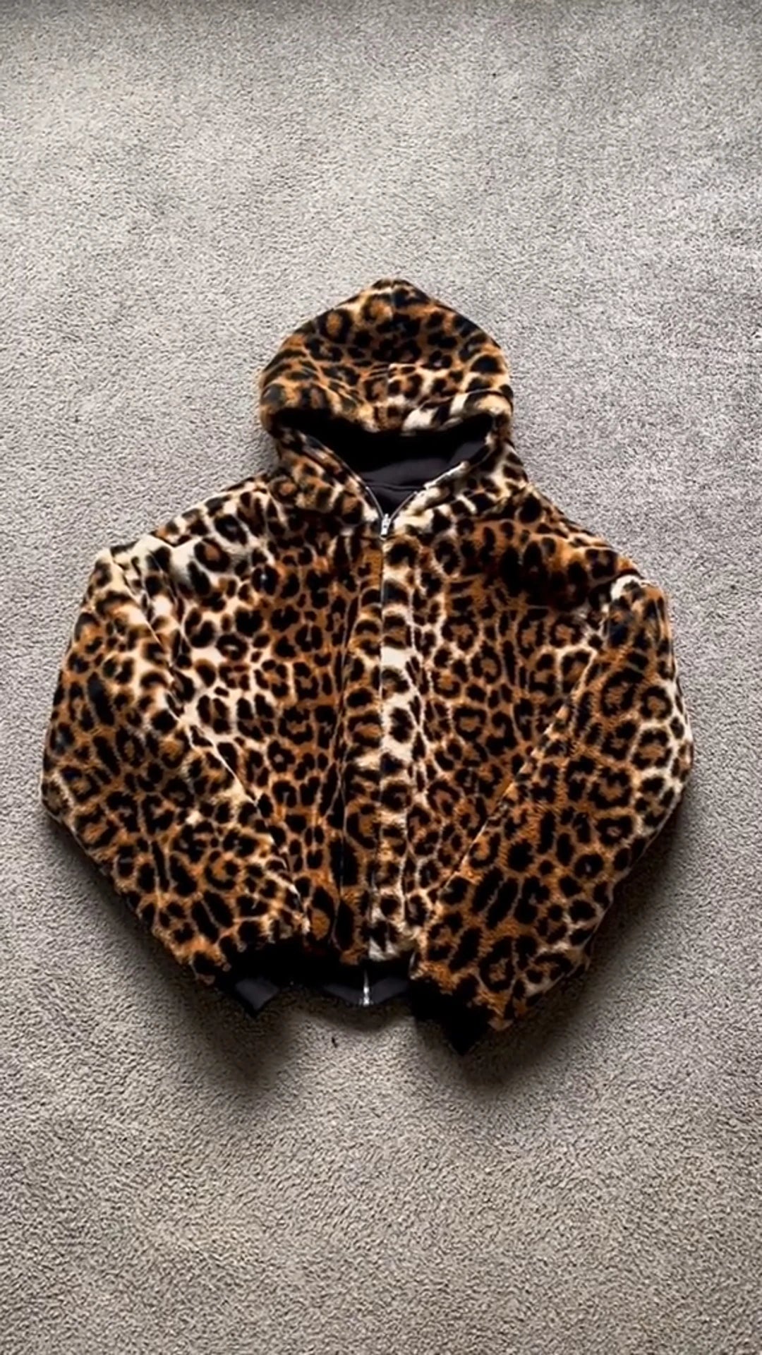 Reversible Leopard Print Zip Sweatshirt