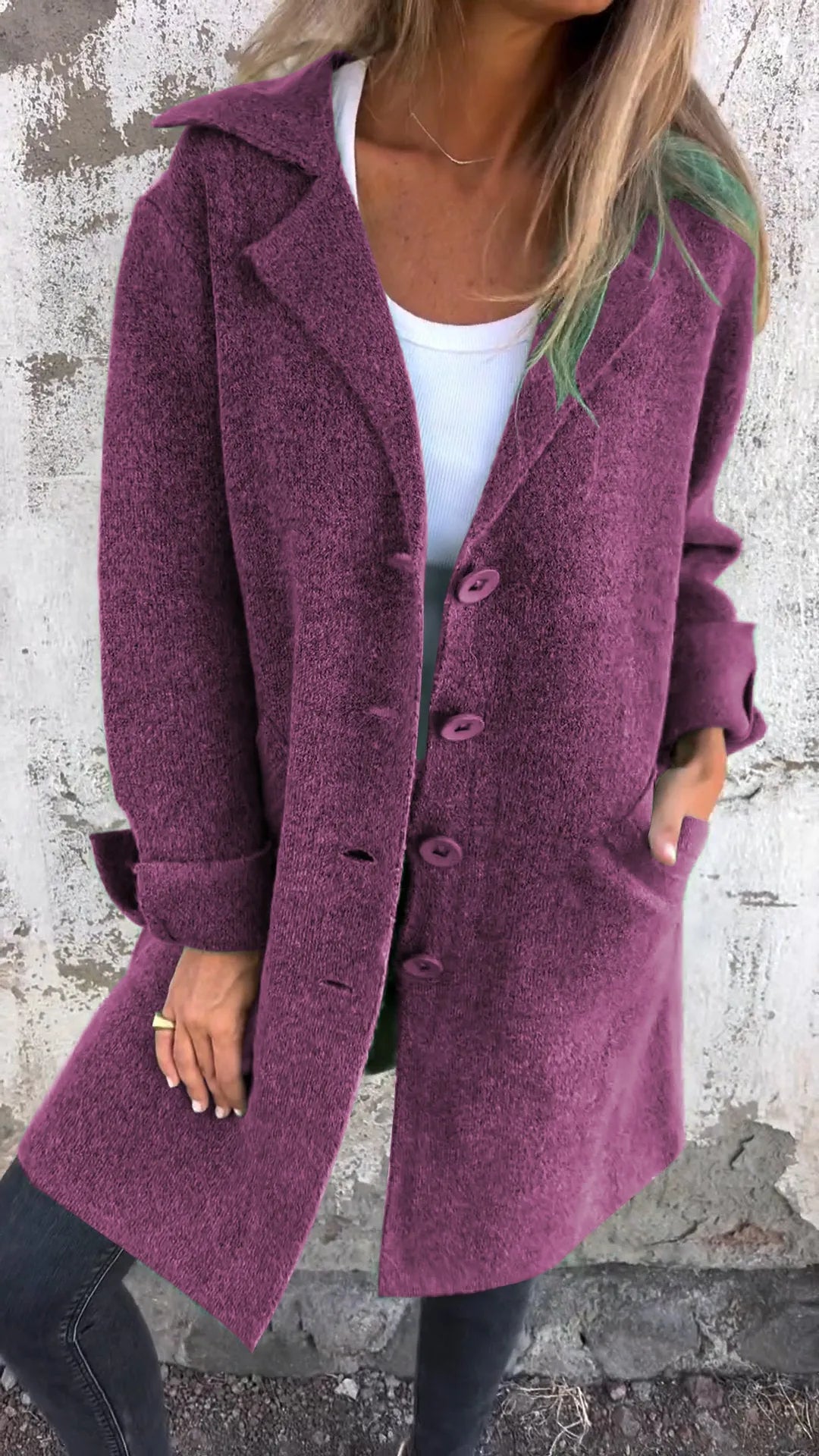 Glamaura™- Casual Lapel Wool Long Coat