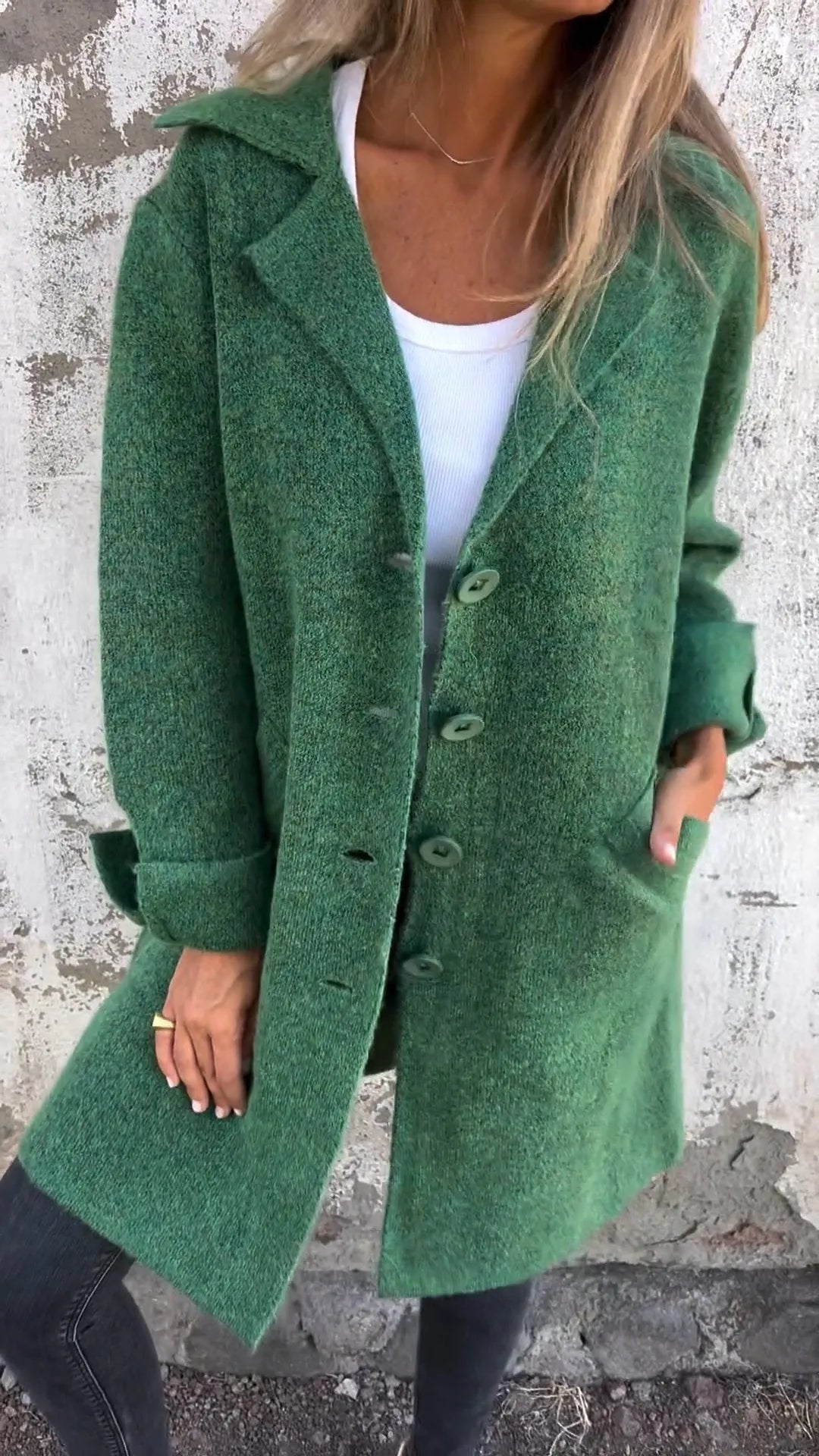 Glamaura™- Casual Lapel Wool Long Coat