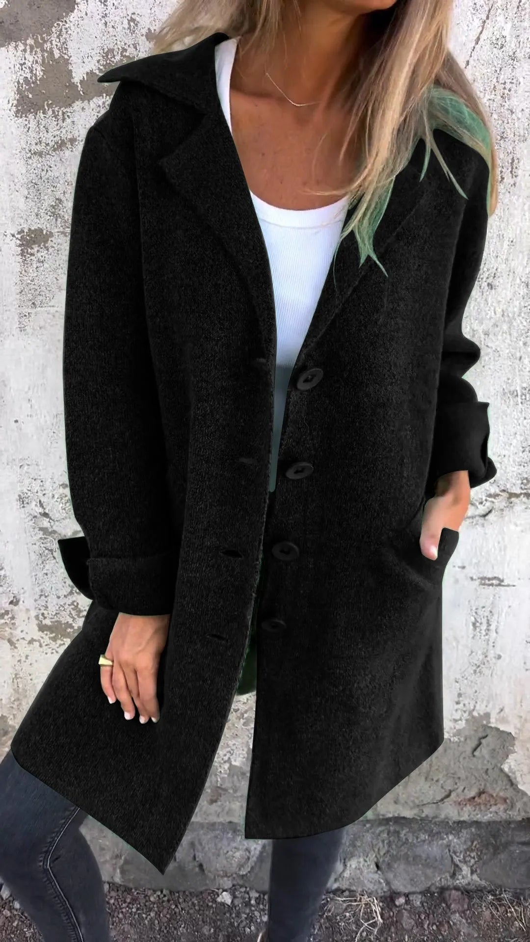 Glamaura™- Casual Lapel Wool Long Coat