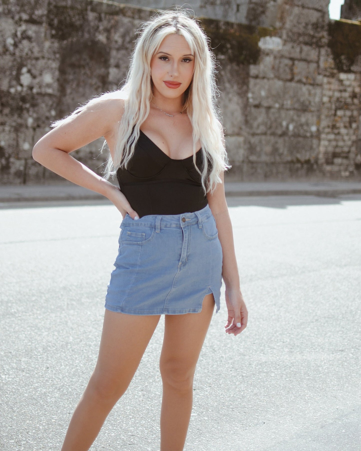 Denim Mini Comfort Skirt