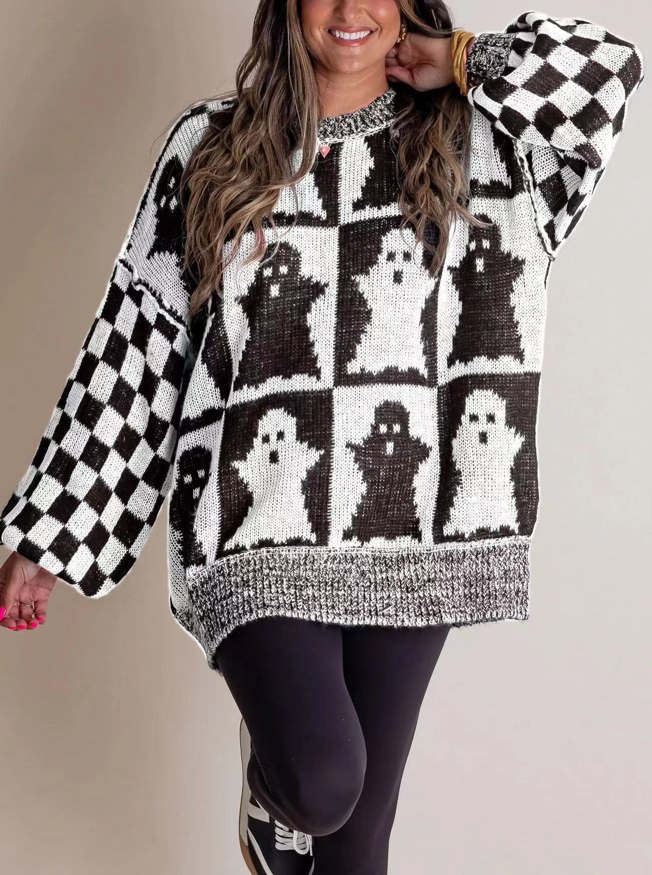 Glamaura™- Halloween Checkered Sweater