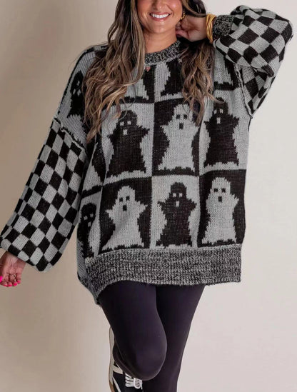 Glamaura™- Halloween Checkered Sweater