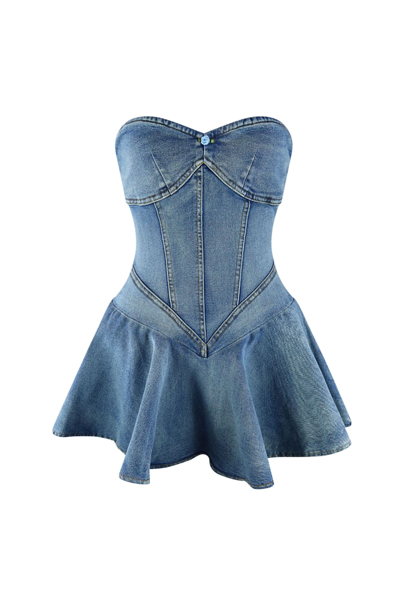 Glamaura™- Denim Balletcore Corset Mini Dress