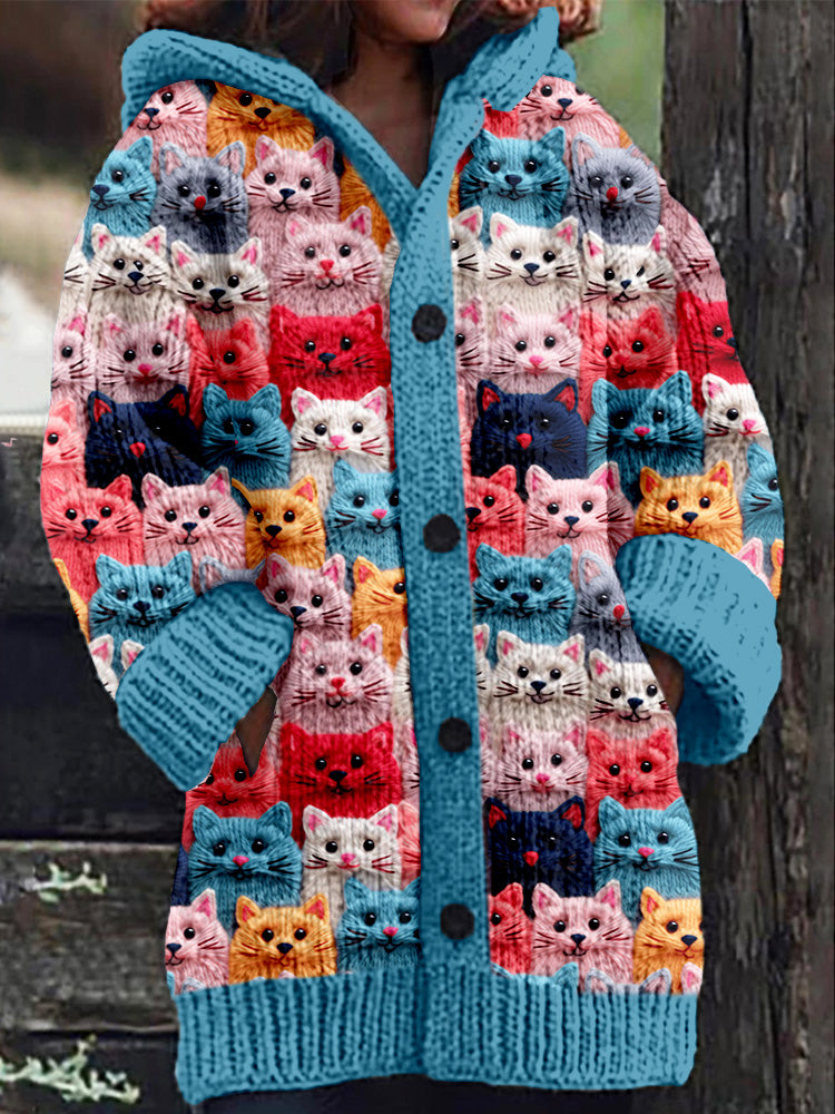 Glamaura™- Colorful Cozy Cat Hooded Cardigan