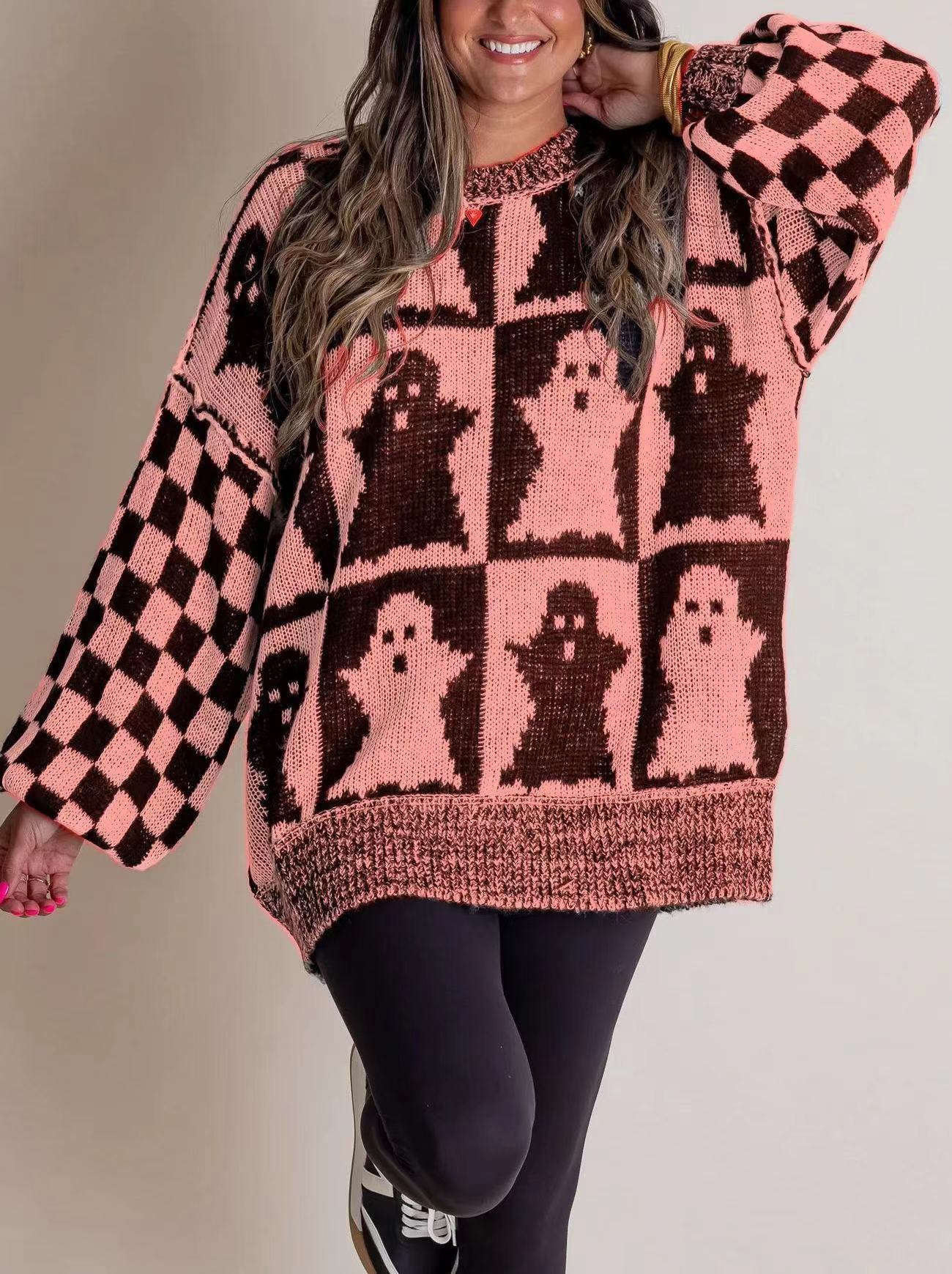 Glamaura™- Halloween Checkered Sweater