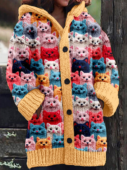 Glamaura™- Colorful Cozy Cat Hooded Cardigan