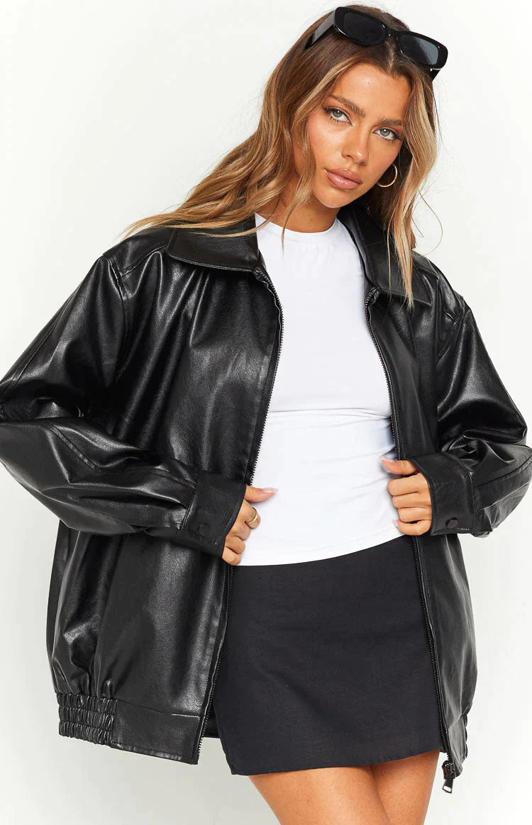 LEATHER BOMBER JACKET