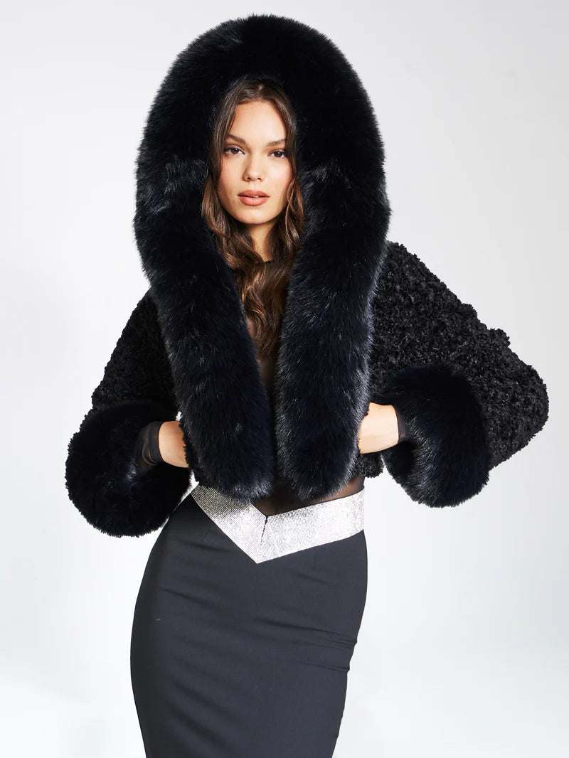 Glamaura™- Cropped Faux Fur Jacket