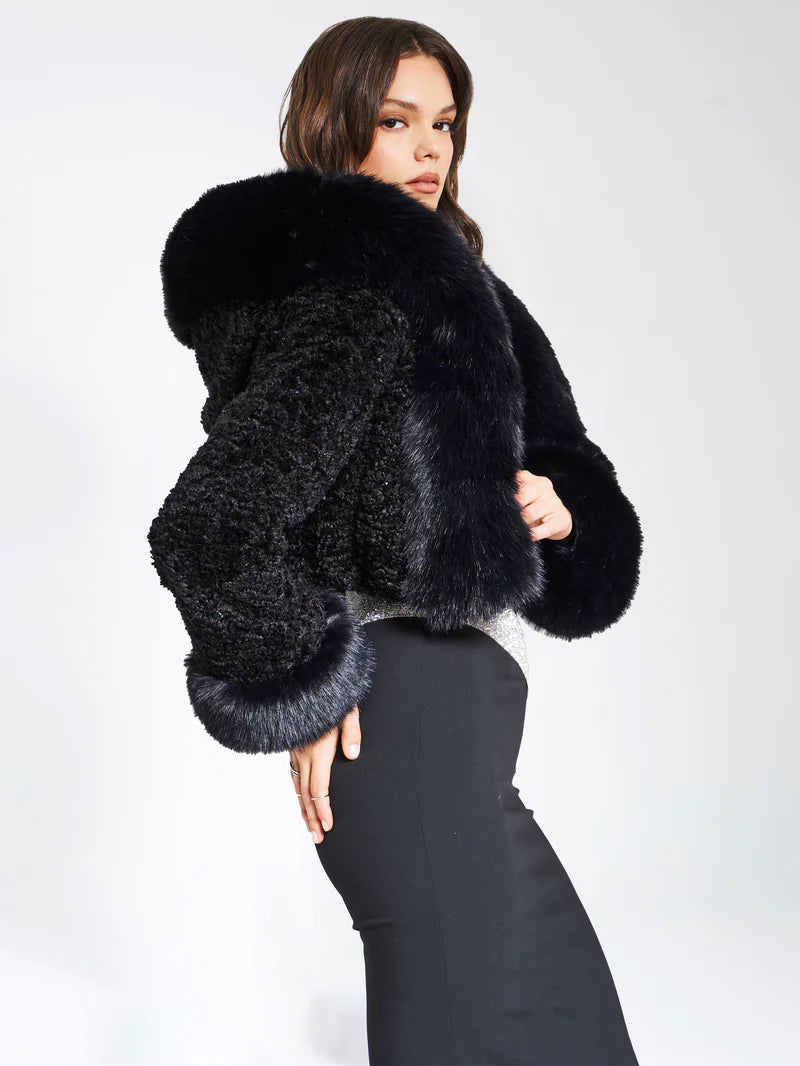 Glamaura™- Cropped Faux Fur Jacket