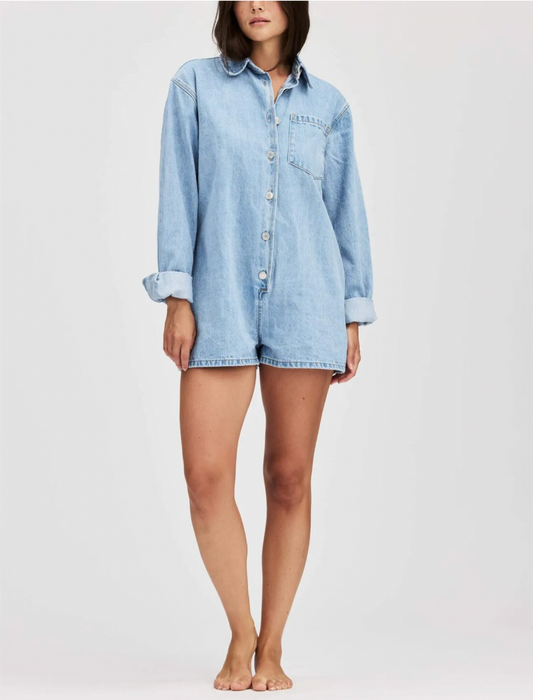 Long Sleeve Denim Romper