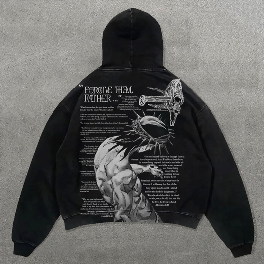 "Forgive Them, Father..." Print Long Sleeve Hoodies