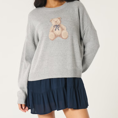 Glamaura™- Easy Bow Graphic Crew Sweater