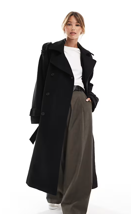 Glamaura™- Formal Faux Wool Trench Coat