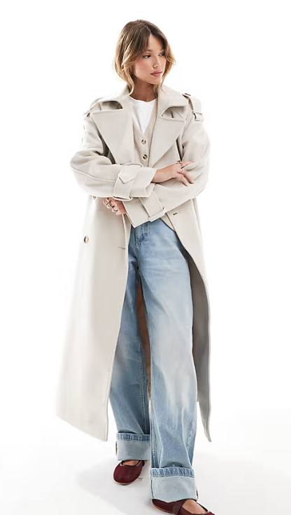 Glamaura™- Formal Faux Wool Trench Coat