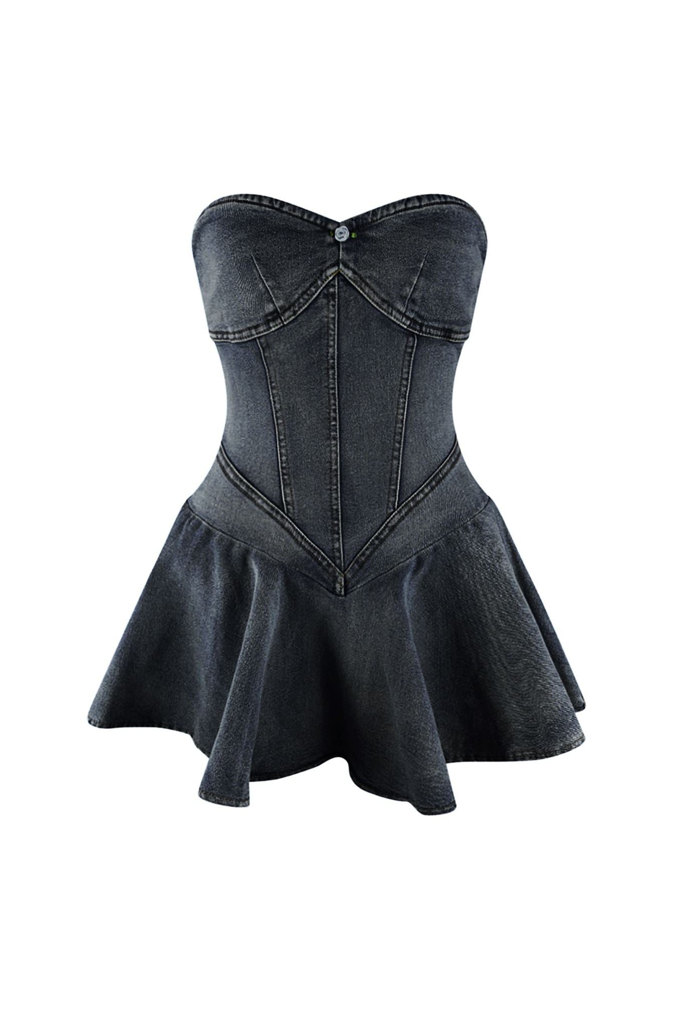 Glamaura™- Denim Balletcore Corset Mini Dress