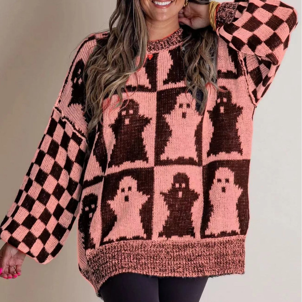 Glamaura™- Halloween Checkered Sweater