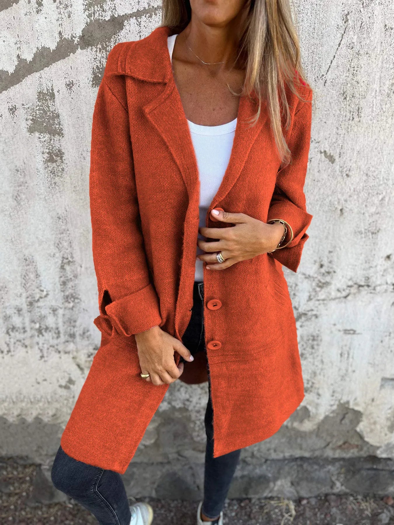 Glamaura™- Casual Lapel Wool Long Coat