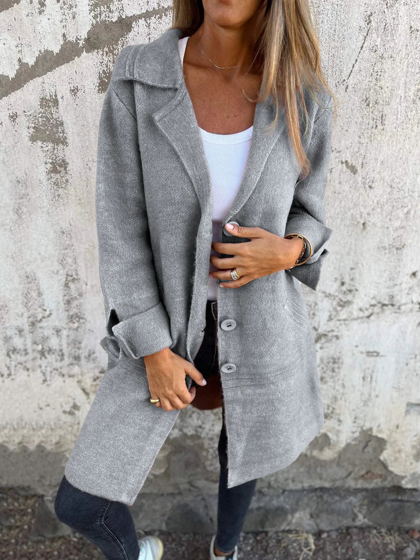 Glamaura™- Casual Lapel Wool Long Coat