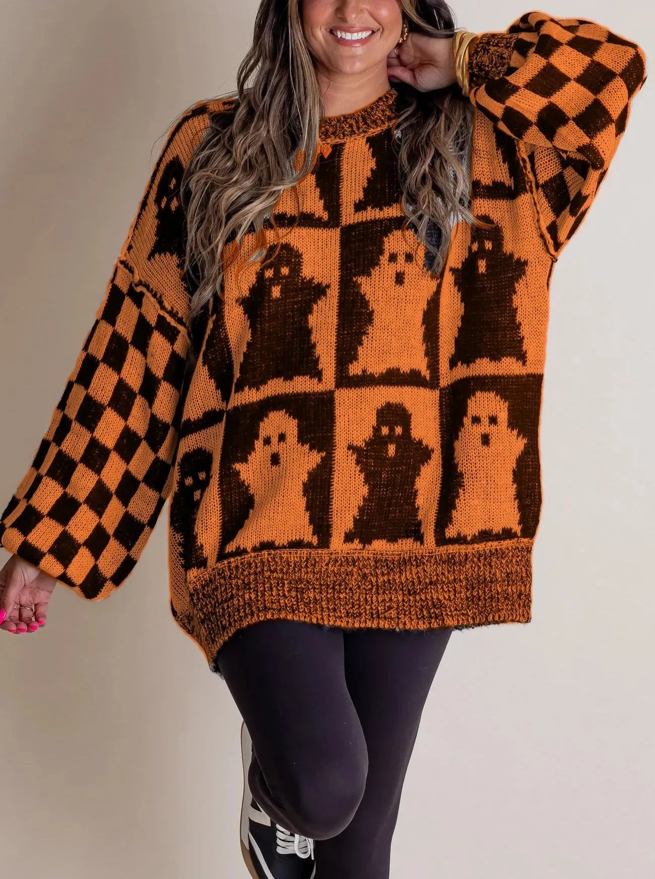 Glamaura™- Halloween Checkered Sweater