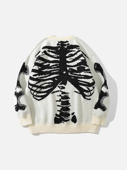 Skeleton Print Knit Sweater